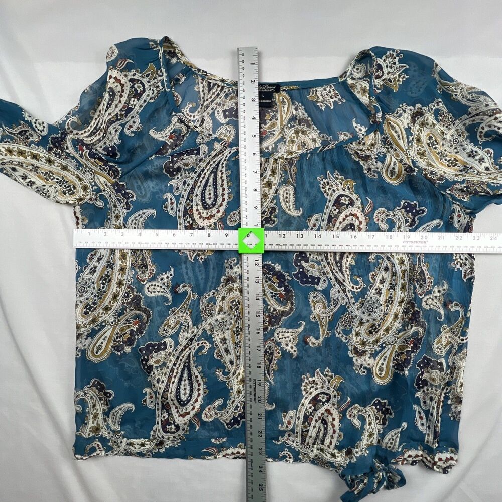 Lucky Brand Boho Sheer Paisley Blouse Long Sleeve Large - Picture 4 of 4